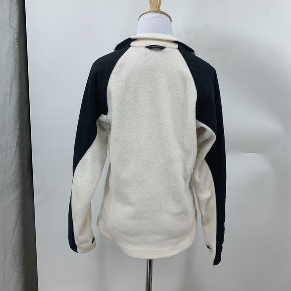Columbia Full Zip Jacket Womens S Small Cream Colorblock Fleece Raglan Pockets - Picture 7 of 15